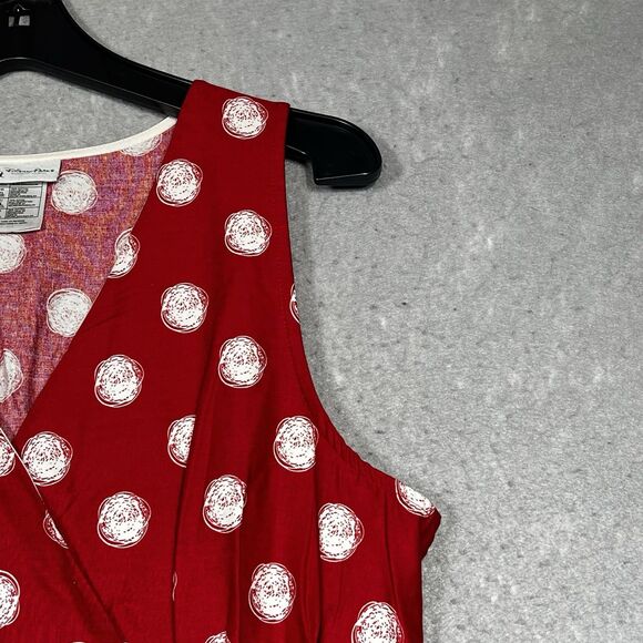 DISNEY PARKS Minnie Mouse Dress XL Red White Sleeveless V-Neck P olka Dot - Picture 3 of 13